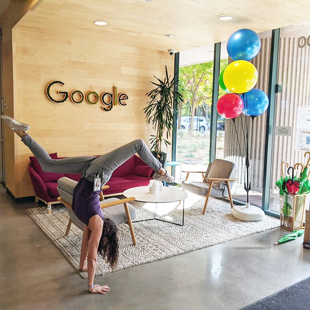 Handstand At Google Office On First Day Back