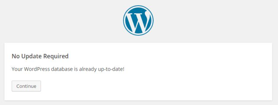 The WordPress "no update required" database error