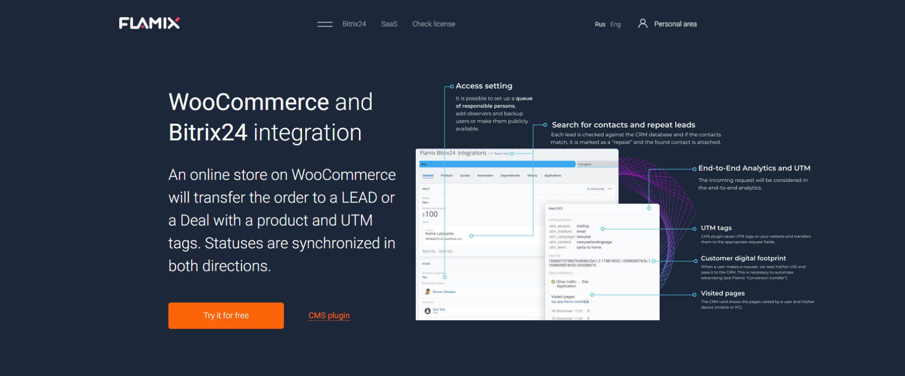 Connect Bitrix24 to WooCommerce with Flamix