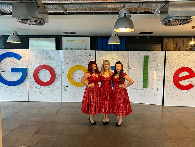 The Blue Belles At Google's Christmas Market Event