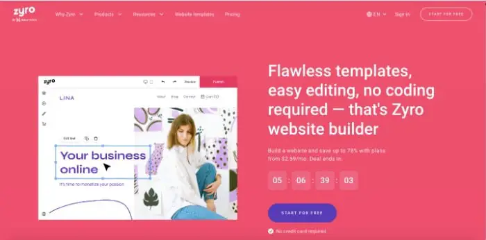 Best Website Builder for Small Business, Zyro